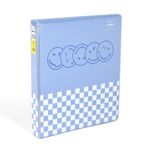 Yoobi SmileyWorld 1" 3 Ring Binder Printed Blue Smiley Checker - 1 of 4