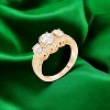 Slickblue 3-Stone Oval Cut CZ Engagement Ring for Women, Gold or Silver Finish, Clear or Garnet Stones, Sizes 5-10 - 2 of 3