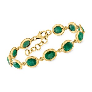 Ross-Simons 14.00 ct. t.w. Emerald Bracelet in 18kt Gold Over Sterling Size 7 - 1 of 4