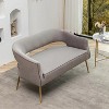 SEYNAR Modern 51'' Velvet Tufted Loveseat Open Back with Golden Metal Legs - 3 of 4