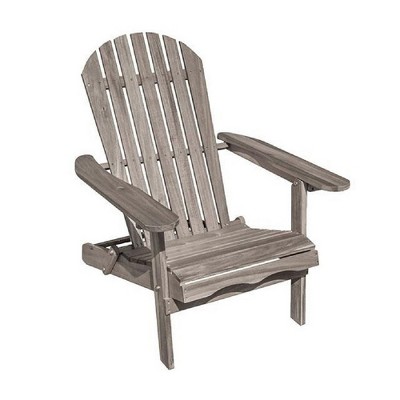 Royal Hampton Outdoor Adirondack Chair, Slatted Back, Gray Eucalyptus Wood