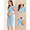 INSPIRE CHIC Women's Ruffles V Neck Split Work Sleeveless Sheath Dress - 2 of 4