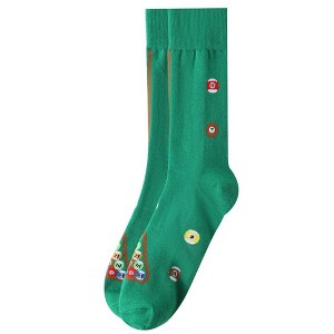 Men's Green Color Billiards Game Novelty Socks - 1 of 3