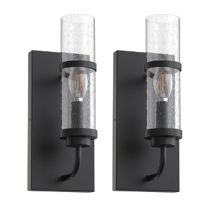 DORESshop 5 in. Farmhouse Black Wall Sconce, Vintage Industrial Vanity Light Fixture with Clear Glass Shade for Bathroom - 1 of 4