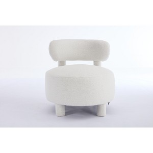 Gulches White Teddy 13 Inch Thick Cushion Curved Wingback Solid Wood Leg Armless Accent Chair Set of 1 - 1 of 4