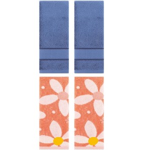 REGALWOVEN 4 Pcs Bathroom Decorative Cotton Soft Absorbent Sold Striped Hand Towel - 1 of 4