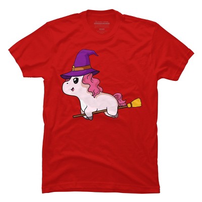 Men's Design By Humans Witch Unicorn Halloween T Shirt By thebeardstudio T-Shirt
