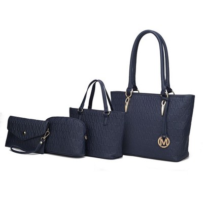 MKF Collection Edelyn Embossed M Signature Vegan Leather Women’s Tote Bag by Mia K – 4 Pcs set