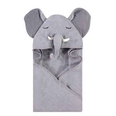 Hudson Baby Infant Boy Cotton Animal Face Hooded Towel, Tusks Elephant, One Size