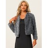 Allegra K Women's Winter Warm Cropped Collarless Faux Fur Fluffy Jacket - 2 of 4