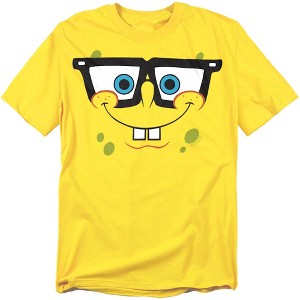Spongebob Nerd Face Adult T-Shirt Yellow X Large - 1 of 4