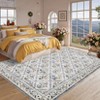 Floral Area Rugs for Living Room Bedroom Soft Farmhouse Washable Rug Non-Slip Low Pile Accent Carpet - 2 of 4