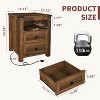 MUUEGM Farmhouse Nightstand with Charging Station, 18" Bedside Table with Drawer & Storage Cabinet, End Table for Bedroom, Living Room - 2 of 4