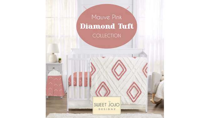 Sweet Jojo Designs Girl Baby Fitted Crib Sheet Diamond Tuft Mauve Pink Ivory Off White, 2 of 8, play video
