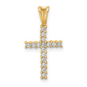 Black Bow Jewelry 14k Yellow Gold & Rhodium 1/6 or 1/4 Ctw Diamond Latin Cross Pendant - 1 of 4