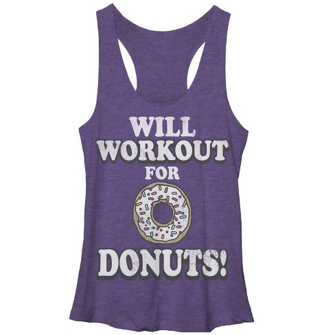 Women's CHIN UP Will Work Out For Donuts Racerback Tank Top - image 1 of 3