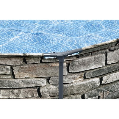12ft Stone Print Steel Frame Round Above Ground Pool with Filter Pump