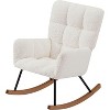 GustoWave Nursery Rocking Chair with High Backrest Armchair, Teddy Fabric Upholstered Glider Rocker Rocking Accent Reading Chair - 4 of 4