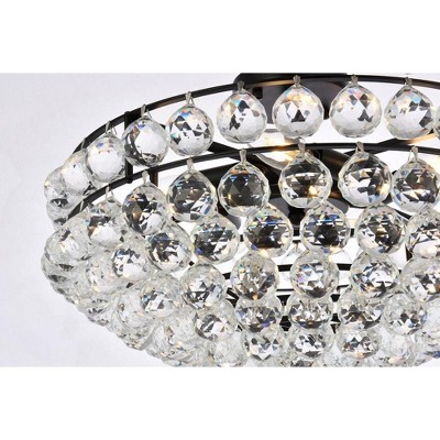 Savannah 20" Black Iron Flush Mount with Clear Crystal Trim