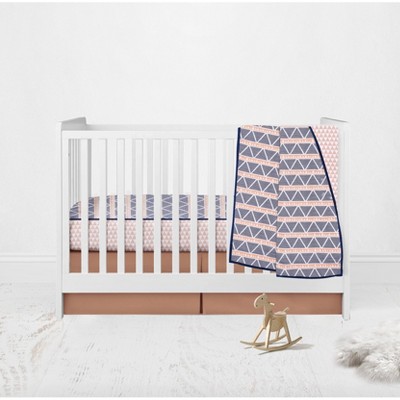 Bacati - Girls Triangles Coral Navy 3 pc Crib Bedding Set