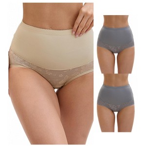 INSPIRE CHIC 3 Packs Women's High Waisted Floral Pattern Pants Butt Lifter Lace Shapewear Control Briefs - 1 of 4