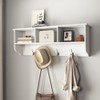 MAYEERTY White Entryway Wall Mounted Coat Rack with 4 Dual Hooks & Living Room Wooden Storage Shelf - 2 of 4