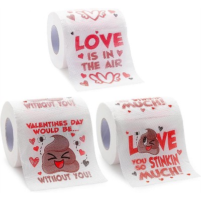JOYIN 3 Rolls Valentines Day Toilet Paper, 200 Sheet Novelty Gag Gift Toilet Paper, Happy Prank Toilet Paper and Birthday Anniversary Fun Present