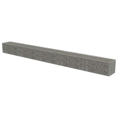 vidaXL Gabion Wall with Covers Galvanized Steel 236"x19.7"x19.7"