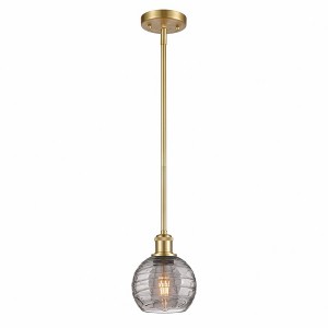 Athens Deco Swirl - 1 Light Stem Hung Mini Pendant In Industrial Style-8 Inches Tall and 6 Inches Wide - 1 of 1