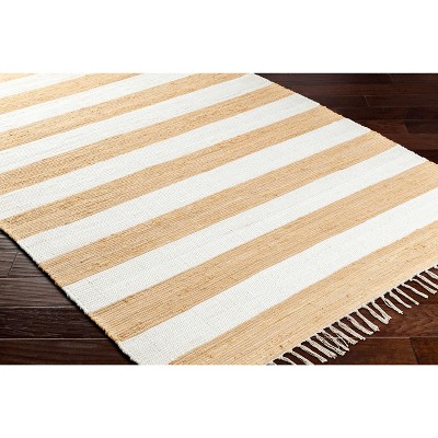 Handmade Beige and White Cotton Flat Woven Runner Rug