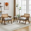 COZONY Mid-Century Accent Chair, Rattan Back, Linen Cushions, Wood Frame, Easy Assembly, Living Room, Bedroom, Apartment - 3 of 4