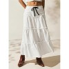 Women's Boho Maxi Skirt - Flowy Flared Ruffle Design for Summer & Going Out Outfits White Black - 3 of 4