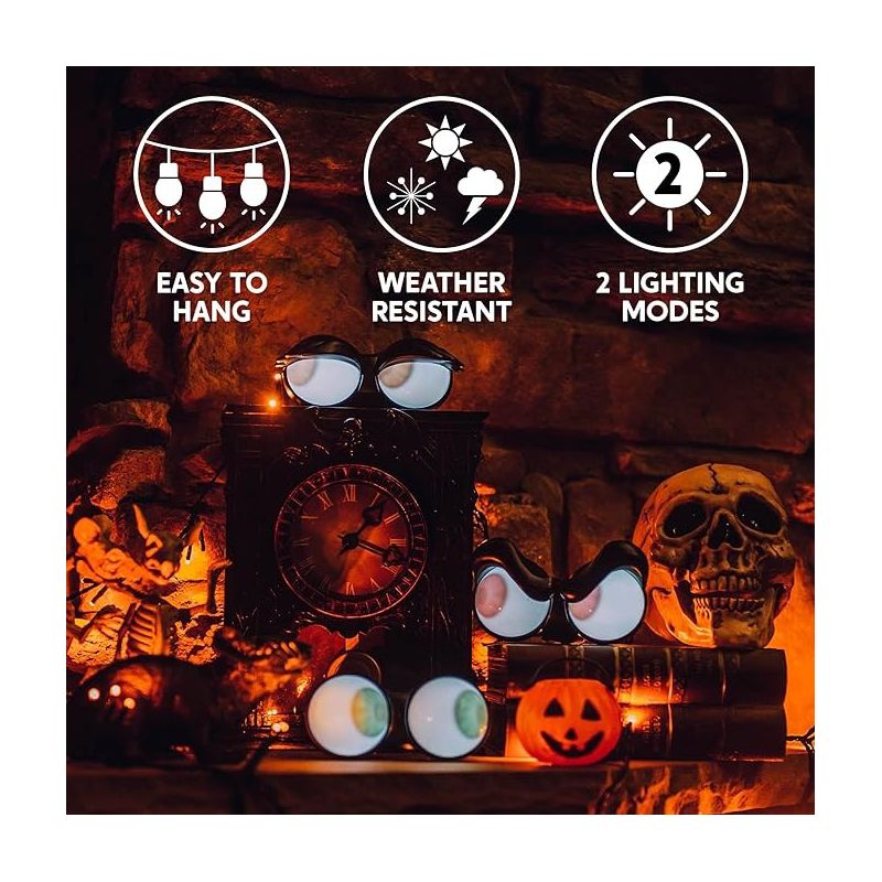 Syncfun 3pcs Halloween Animated Flashing Peeping Eyes Lights, Dark-Activated, Halloween Light Decorations, Outdoor Indoor Lawn Decor, 2 of 4