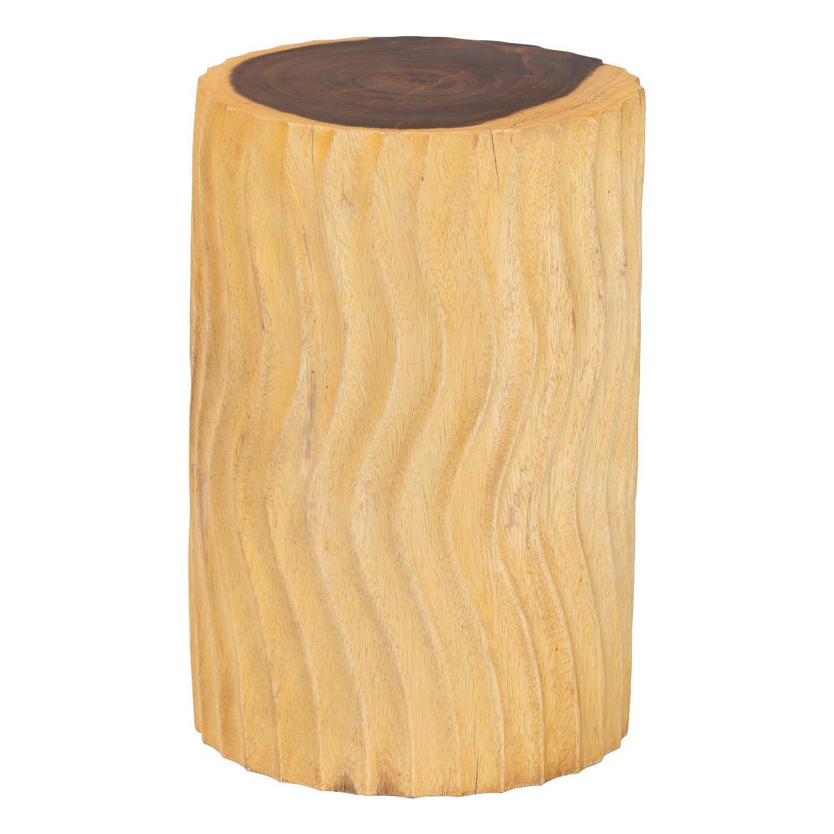 bali & pari Fuchsia HandCarved Suar Wood Side Table Natural Brown - thumbnail 6