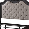 82.5"California King Bed Chelmsford Bed Beige Fabric Antique Black Finish - Acme Furniture: Tufted Headboard, Faux Leather, Wood Frame - 3 of 4