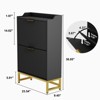 Fluted Shoe Cabinet with 2 Flip Drawers - Slim Modern Shoes Rack with Sturdy Metal Legs, Freestanding Hidden Storage Organizer - 3 of 4
