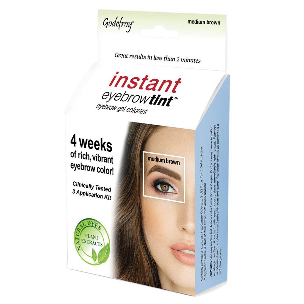 Photos - Other Cosmetics Godefroy Instant Eyebrow Tint Application Kit - Medium Brown - 3ct 