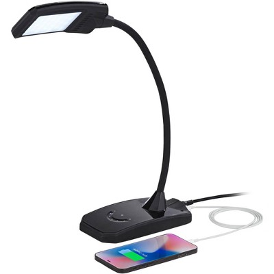 Black Adjustable LED Desk Lamp with Touch Control and USB Charging Port