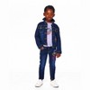 Deux par Deux Girl Stretch Denim Jacket Dark Blue with Glittery Hearts and Unicorn - 2 of 4