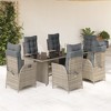 vidaXL Patio Dining Set with Cushions Table and Chair Furniture Poly Rattan - Gray Glass 6 Piece - 2 of 4