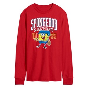 Men's - SpongeBob SquarePants - American Slugger Pants Long Sleeve Graphic T-Shirt - 1 of 3