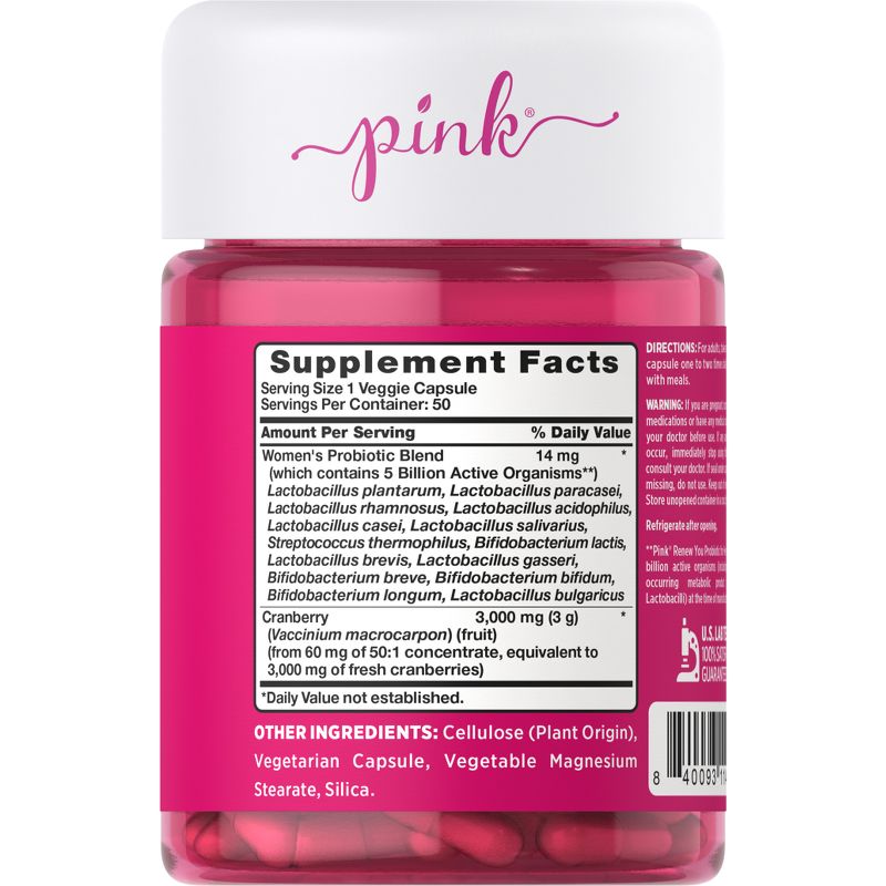 Pink Vitamins Renew You Probiotic for Her Veggie Capsules - 50ct, 3 of 6