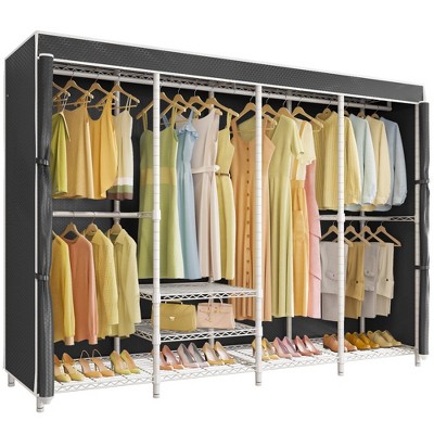 VIPEK V40C Plus Heavy Duty Clothes Rack with Cover, Extra Large Covered Wardrobe Closet Black Rack with Polyester Fabric Cover, Max Load 1300lbs