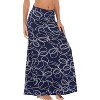 Women's Stylish Spandex Flare Maxi Skirt - Comfy Fold-Over Design Long Skirt for Effortless Style Blue and White - 4 of 4