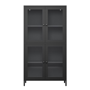 Maliang Classic Metal Storage Cabinet, Display Cabinet with 4 Glass Doors & 4 Shelves - Black - 1 of 4