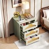 Kumasinova Nightstand with 3 Rattan Drawers,Modern Side Table with Metal Handles and Wood Legs,End Table for Bedroom,Living Room,Green - 4 of 4