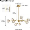 Ludomide Crystal Chandeliers, Mid-Century Dining Room Light Fixture with 9 Light Crystal Globe Shade, Gold Brass Pendant Lights for Living Room - 3 of 4