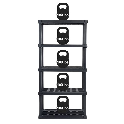 Black 5-Tier Heavy Duty Plastic Shelving Unit