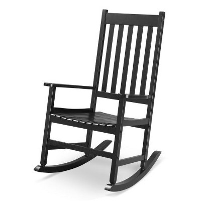 Black Solid Wood Patio Rocking Chair