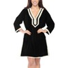 HAPPY BAY Women's Summer Bathing Suit Cover Ups Holiday Beachwear Mini Swim Suit Loose Beach Dress Mini Boho Dress X-Large-XX-Large Black Solid - 3 of 4